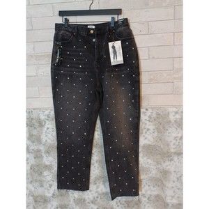 NEW Women's Simple Society Super High Rise Straight Black Crop Jeans 15/32 CURVY